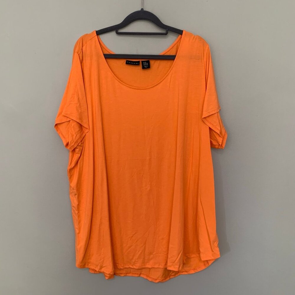 NEW Tahari Scoop Neck Top Women 3X Orange Pima Cotton Modal Blend Tee